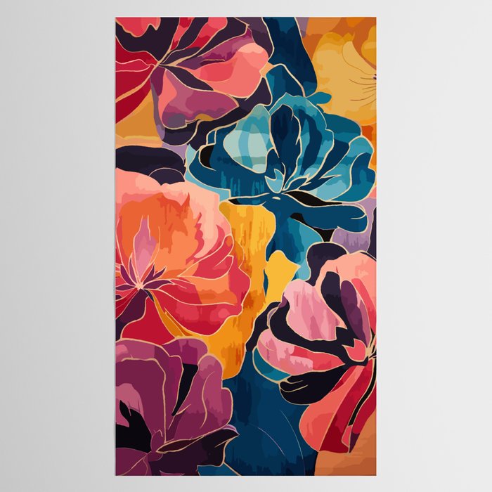 Colorful Pink and Blue Decorative Floral Tablecloth Gallery Image 2
