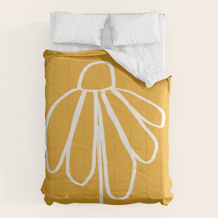 Minimal Flora - daisy yellow Comforter Gallery Image 6
