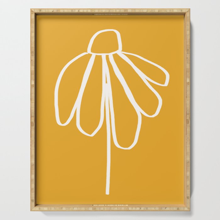 Minimal Flora - daisy yellow Serving Tray Gallery Image 1