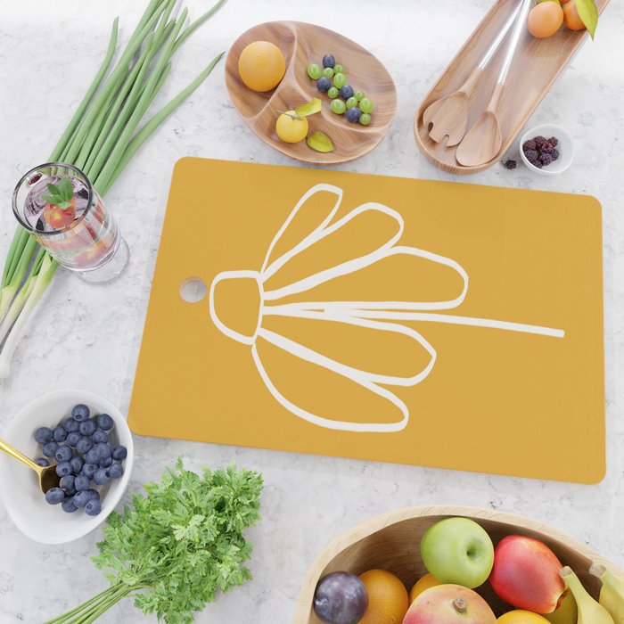 Minimal Flora - daisy yellow Cutting Board Gallery Image 2