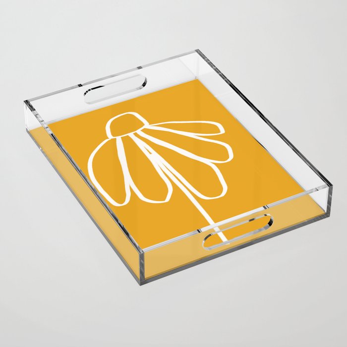 Minimal Flora - daisy yellow Acrylic Tray Gallery Image 1