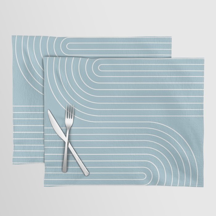 Minimal Line Curvature XCVII Sky Blue Placemat Gallery Image 1