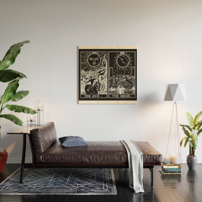The Sun and Moon Tarot Cards | Obsidian & Pearl Wood Wall Art Gallery Image 2