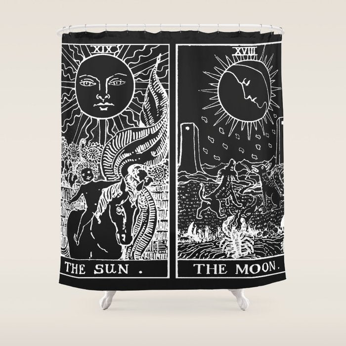 The Sun and Moon Tarot Cards | Obsidian & Pearl Shower Curtain Gallery Image 1