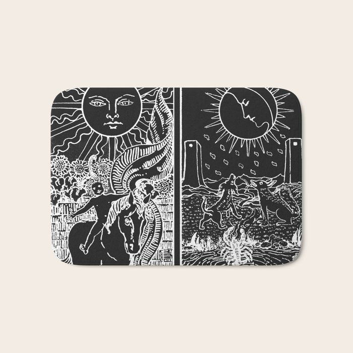 The Sun and Moon Tarot Cards | Obsidian & Pearl Bath Mat Gallery Image 1