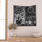 The Sun and Moon Tarot Cards | Obsidian & Pearl Wall Tapestry Gallery Image 2