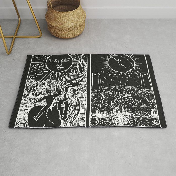 The Sun and Moon Tarot Cards | Obsidian & Pearl Rug Gallery Image 1
