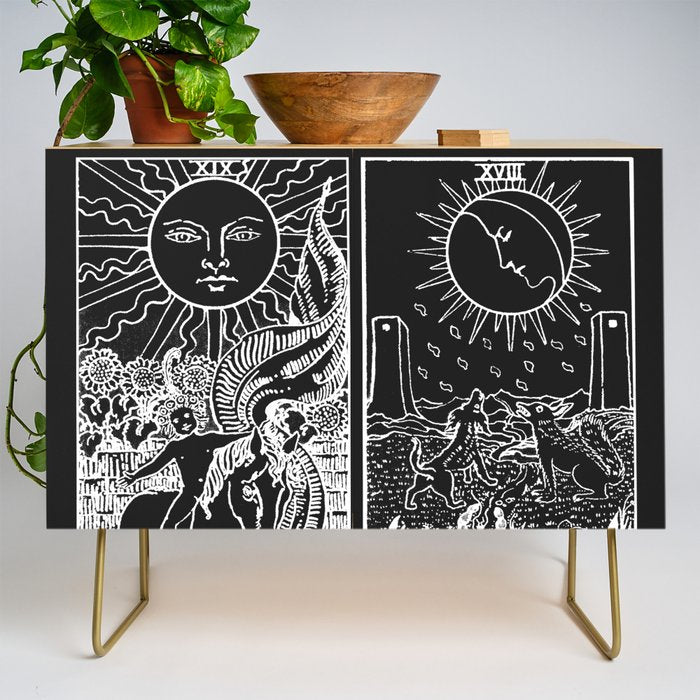 The Sun and Moon Tarot Cards | Obsidian & Pearl Credenza Gallery Image 1