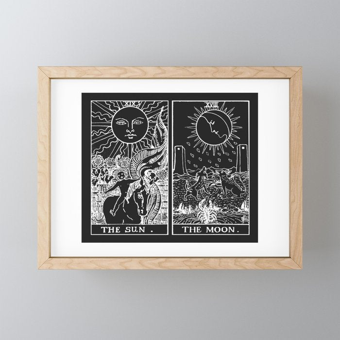 The Sun and Moon Tarot Cards | Obsidian & Pearl Mini Art Print Gallery Image 1