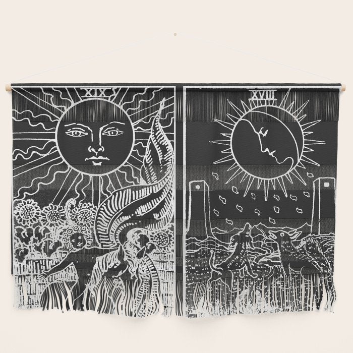 The Sun and Moon Tarot Cards | Obsidian & Pearl Wall Hanging Gallery Image 1