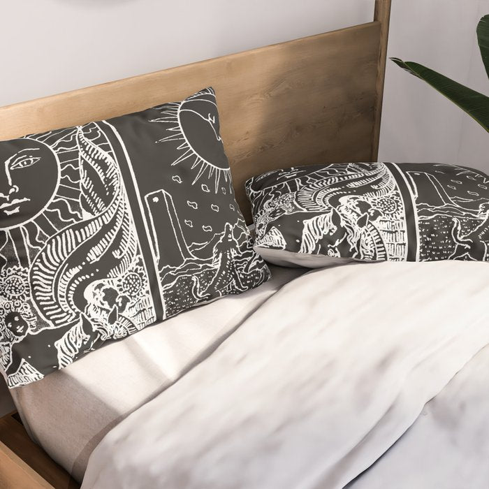 The Sun and Moon Tarot Cards | Obsidian & Pearl Pillow Sham Gallery Image 2