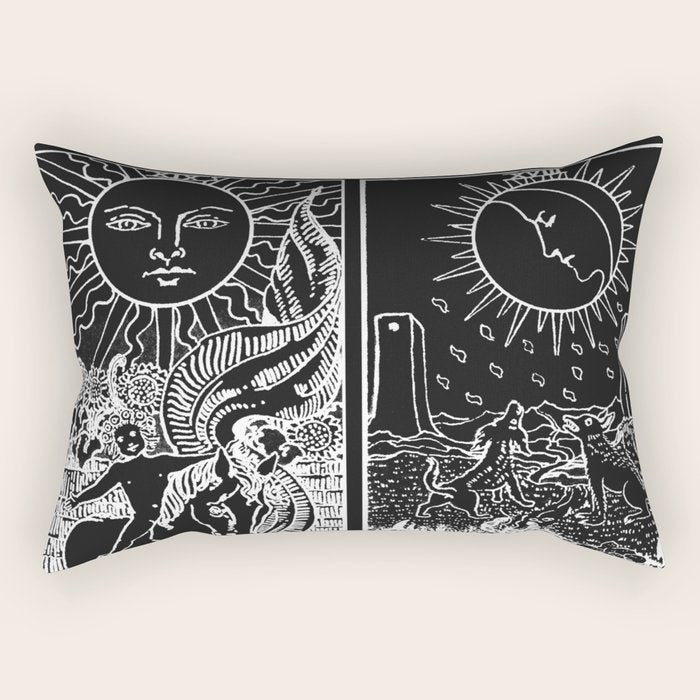 The Sun and Moon Tarot Cards | Obsidian & Pearl Rectangular Pillow Gallery Image 2