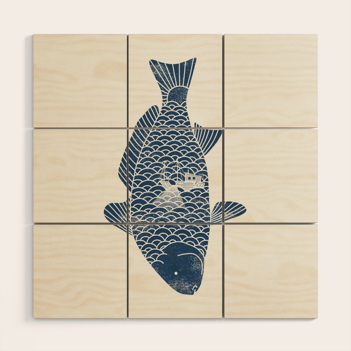 Fishing in a fish 2 Wood Wall Art Gallery Image 1