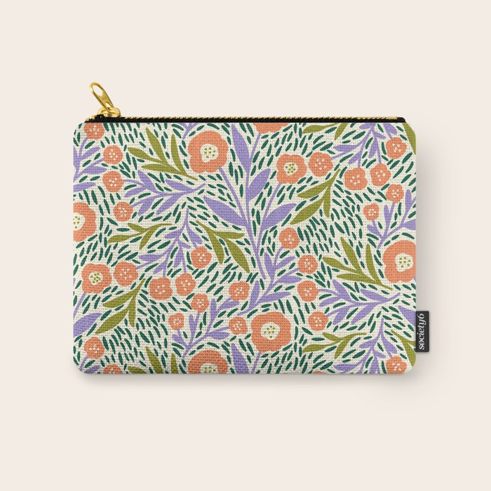 Botanical Garden - Peach, Lilac and Olive Green Carry All Pouch Gallery Image 1