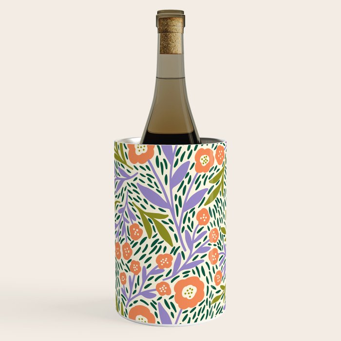 Botanical Garden - Peach, Lilac and Olive Green Wine Chiller Gallery Image 1