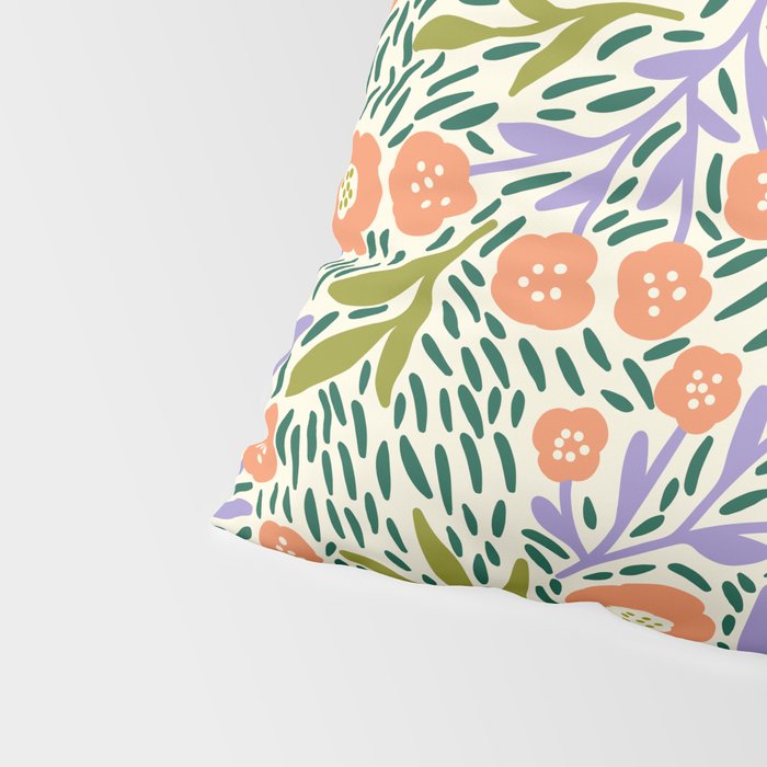 Botanical Garden - Peach, Lilac and Olive Green Pillow Sham Gallery Image 4