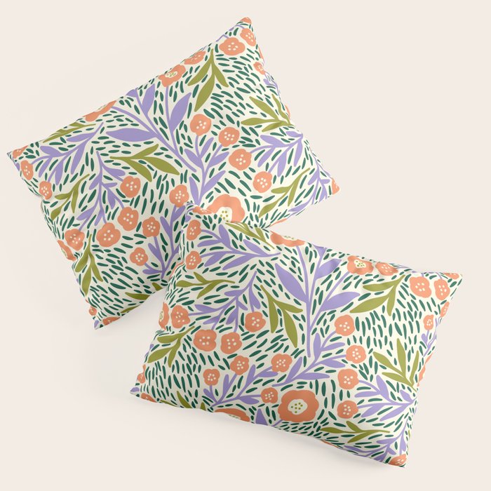 Botanical Garden - Peach, Lilac and Olive Green Pillow Sham Gallery Image 3