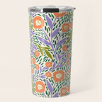 Botanical Garden - Peach, Lilac and Olive Green Travel Mug Gallery Image 1