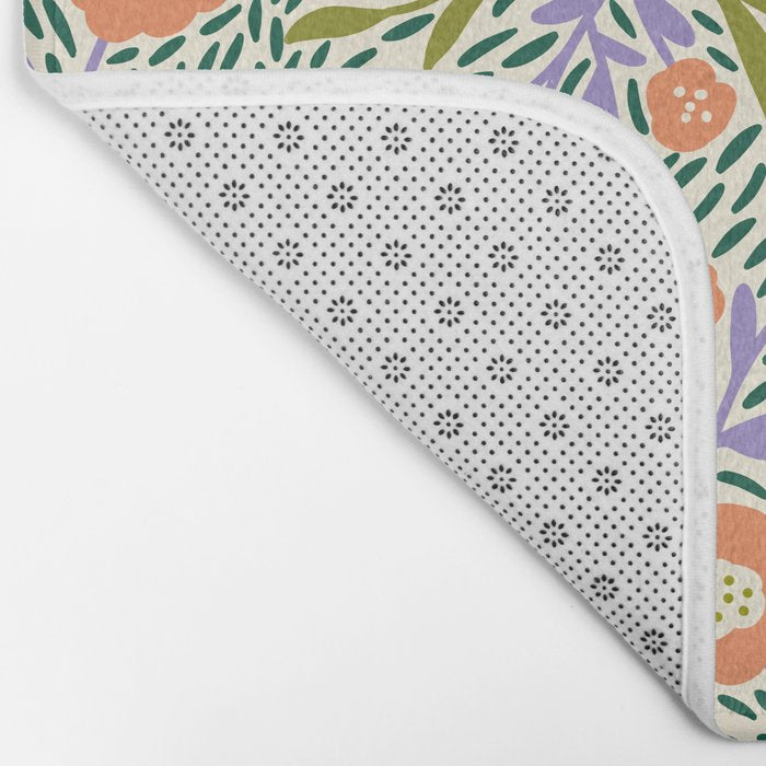 Botanical Garden - Peach, Lilac and Olive Green Bath Mat Gallery Image 2