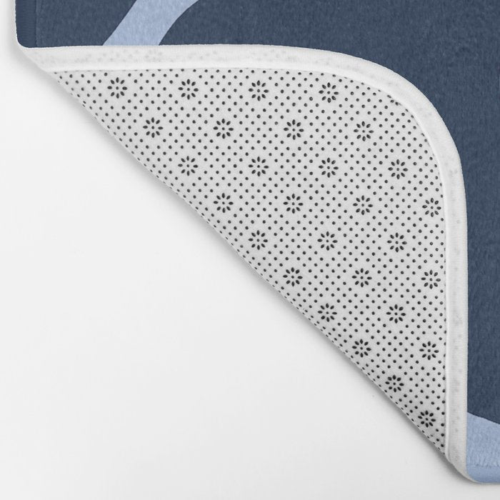 Large Dark Blue Retro Flowers Baby Blue Background #decor #society6 #buyart Bath Mat Gallery Image 2