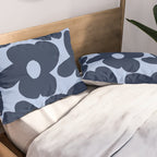 Large Dark Blue Retro Flowers Baby Blue Background #decor #society6 #buyart Pillow Sham Gallery Image 2