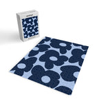 Large Dark Blue Retro Flowers Baby Blue Background #decor #society6 #buyart Jigsaw Puzzle Gallery Image 2
