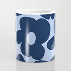 Large Dark Blue Retro Flowers Baby Blue Background #decor #society6 #buyart Coffee Mug Gallery Image 4