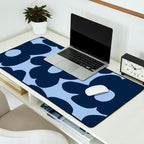 Large Dark Blue Retro Flowers Baby Blue Background #decor #society6 #buyart Desk Mat Gallery Image 2
