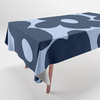 Large Dark Blue Retro Flowers Baby Blue Background #decor #society6 #buyart Tablecloth Gallery Image 1