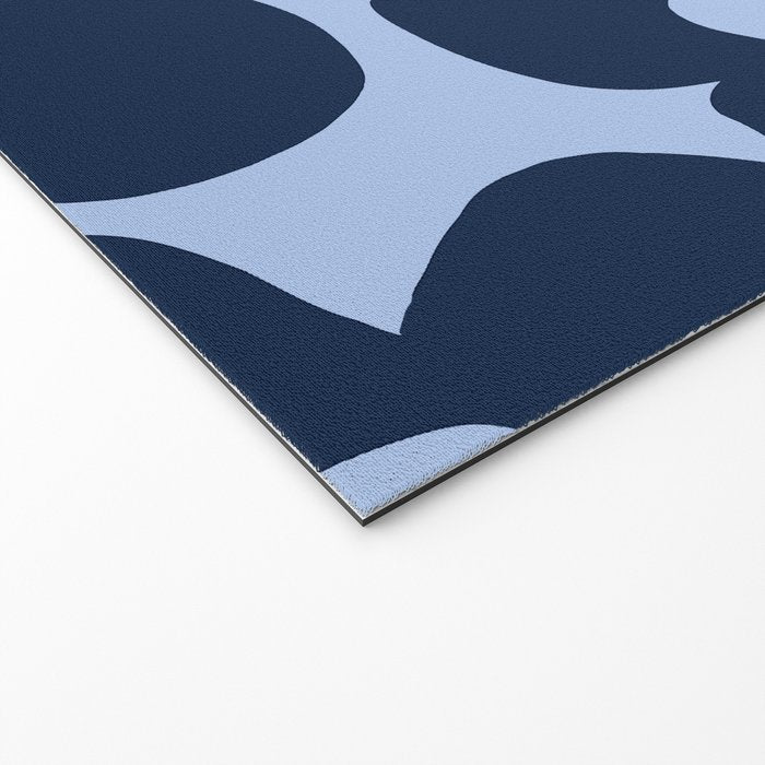 Large Dark Blue Retro Flowers Baby Blue Background #decor #society6 #buyart Welcome Mat Gallery Image 2