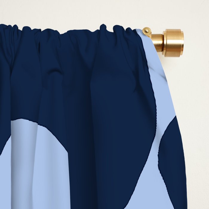 Large Dark Blue Retro Flowers Baby Blue Background #decor #society6 #buyart Window Curtain Gallery Image 2