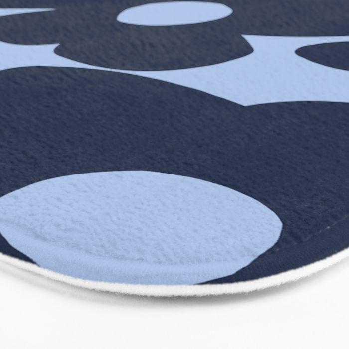 Large Dark Blue Retro Flowers Baby Blue Background #decor #society6 #buyart Bath Mat Gallery Image 3