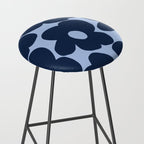 Large Dark Blue Retro Flowers Baby Blue Background #decor #society6 #buyart Stool Gallery Image 2