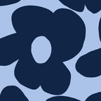 Large Dark Blue Retro Flowers Baby Blue Background #decor #society6 #buyart Coffee Mug Gallery Image 2
