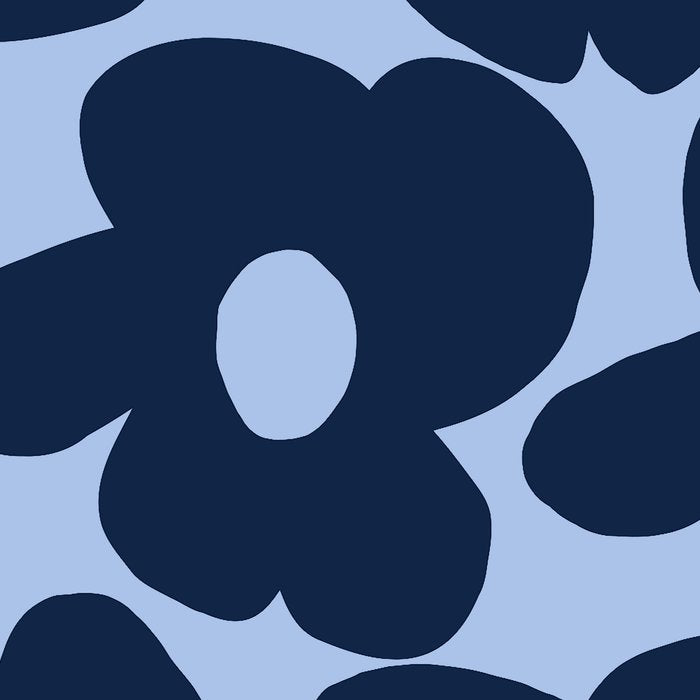 Large Dark Blue Retro Flowers Baby Blue Background #decor #society6 #buyart Coffee Mug Gallery Image 2