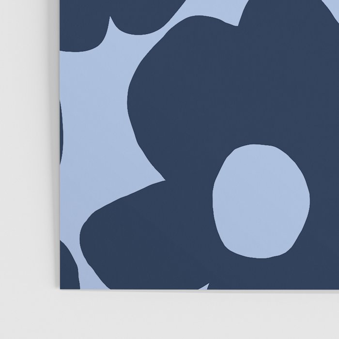 Large Dark Blue Retro Flowers Baby Blue Background #decor #society6 #buyart Poster Gallery Image 3