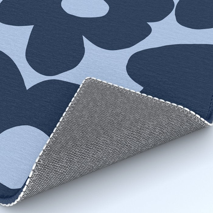 Large Dark Blue Retro Flowers Baby Blue Background #decor #society6 #buyart Rug Gallery Image 4
