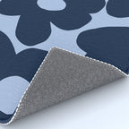 Large Dark Blue Retro Flowers Baby Blue Background #decor #society6 #buyart Rug Gallery Image 4