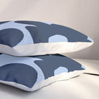 Large Dark Blue Retro Flowers Baby Blue Background #decor #society6 #buyart Pillow Sham Gallery Image 3