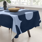 Large Dark Blue Retro Flowers Baby Blue Background #decor #society6 #buyart Tablecloth Gallery Image 3