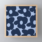 Large Dark Blue Retro Flowers Baby Blue Background #decor #society6 #buyart Mini Art Print Gallery Image 1