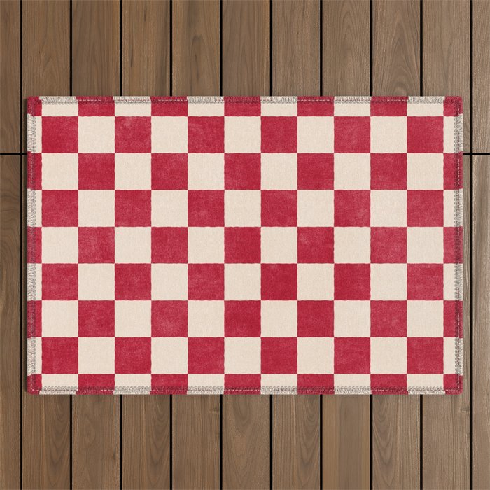 CHECKER - 001 - Tomato Outdoor Rug Gallery Image 1