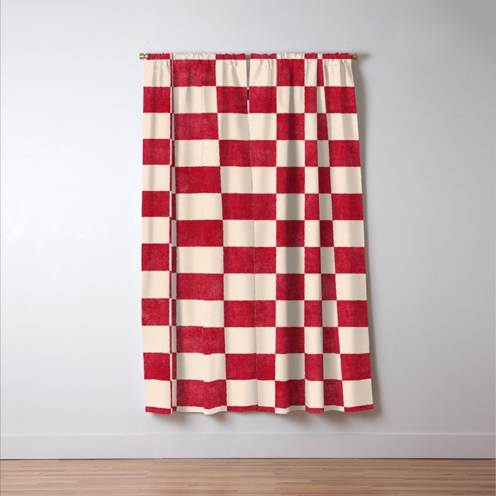 CHECKER - 001 - Tomato Window Curtain Gallery Image 3