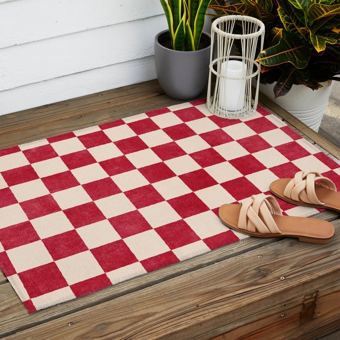 CHECKER - 001 - Tomato Outdoor Rug Gallery Image 2