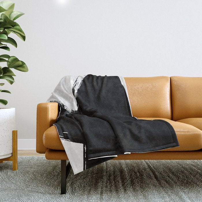 Monochrome Ink 03 Throw Blanket Gallery Image 1