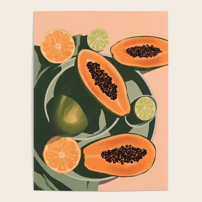 Summer papayas and citrus Poster