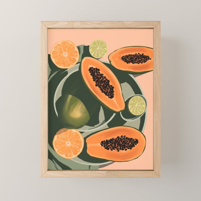 Summer papayas and citrus Mini Art Print Gallery Image 1