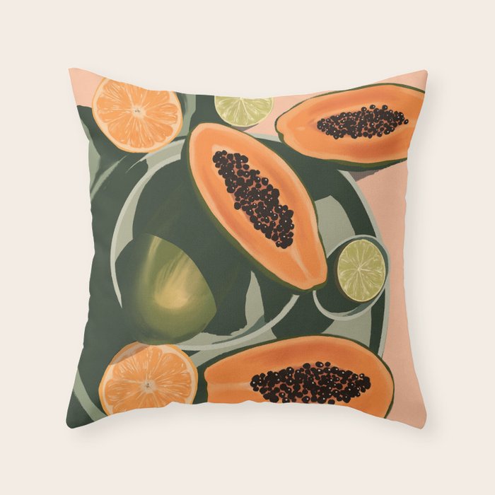 Summer papayas and citrus Throw Pillow Gallery Image 6
