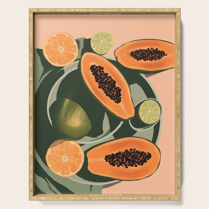 Summer papayas and citrus Serving Tray Gallery Image 1