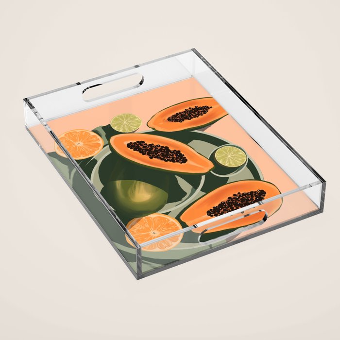 Summer papayas and citrus Acrylic Tray Gallery Image 1